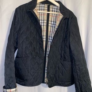 Burberry London black zip up quilted jacket